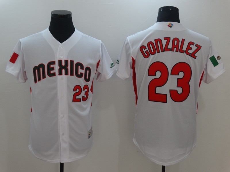 Men Mexico Baseball #23 Adrian Gonzalez M White 2017 World Baseball Classic Replica Jersey